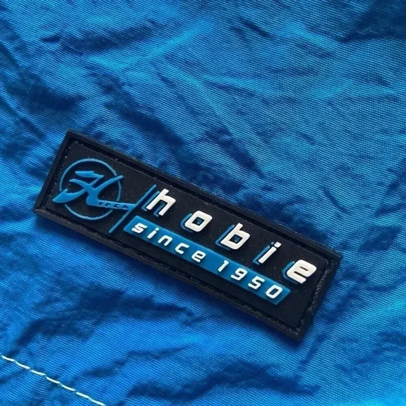 Hobie Swim Trunks Mens Size L Blue White Drawstring Lined Board Shorts 90's - Picture 10 of 10